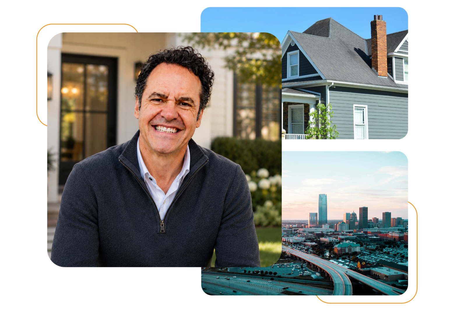 Carlos Castilho with an Oklahoma home and the Oklahoma City skyline